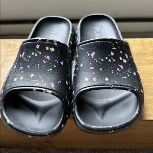 Black Splatter Slide Sandals
